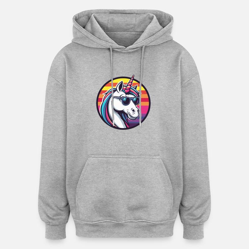 Einhorn Cool Comic - Oversized Unisex Hoodie - Grau meliert