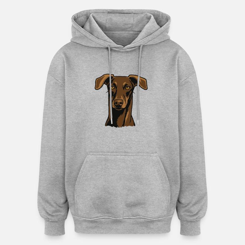Stolzer Windhund – Edler Blick - Oversized Unisex Hoodie - Grau meliert