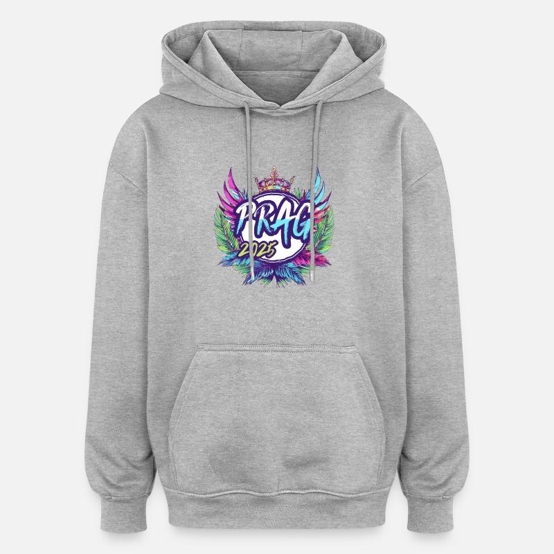 Prag 2025 Bunt - Oversized Unisex Hoodie - Grau meliert
