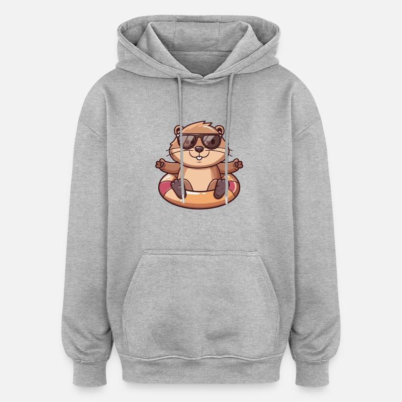 Beaver Comic Cool - Oversized Unisex Hoodie - heather grey
