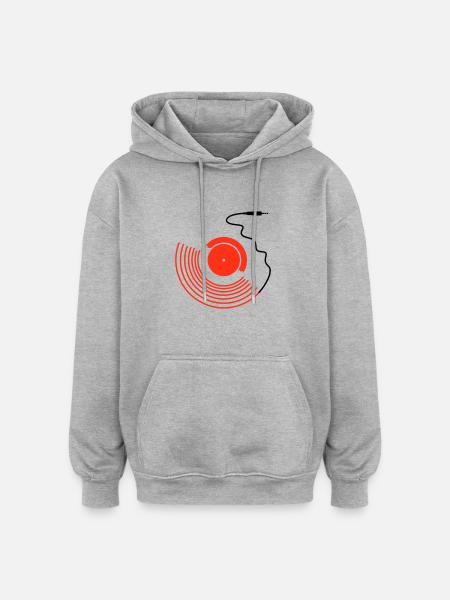 vinyl audio jack v1 (© alteerian) - Oversized Unisex Hoodie - heather grey