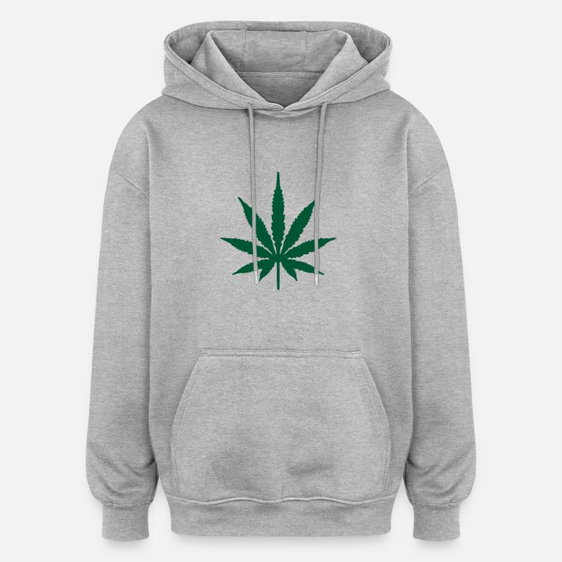 Feuille de Cannabis - Sweat à capuche oversize unisexe - gris chiné