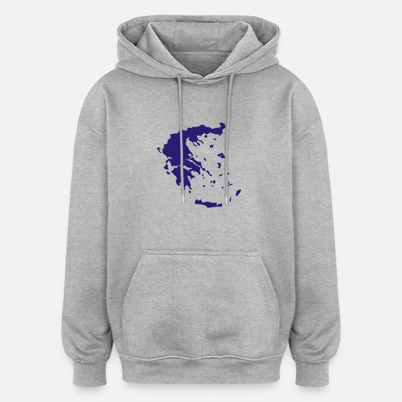 Grèce - Sweat à capuche oversize unisexe - gris chiné