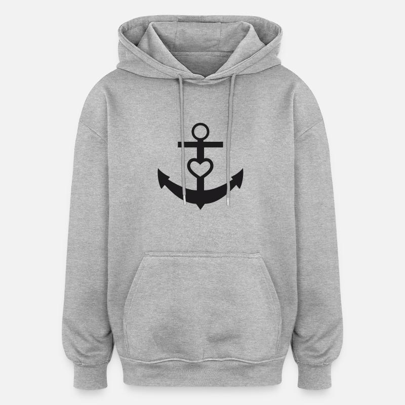 herz - Oversized Unisex Hoodie - Grau meliert