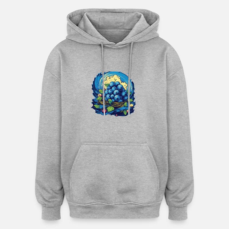 Blaubeere - Oversized Unisex Hoodie - Grau meliert