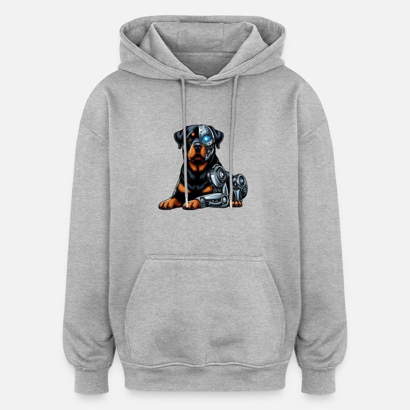 Rottweiler Cyborg Robot Space - Oversized Unisex Hoodie - heather grey