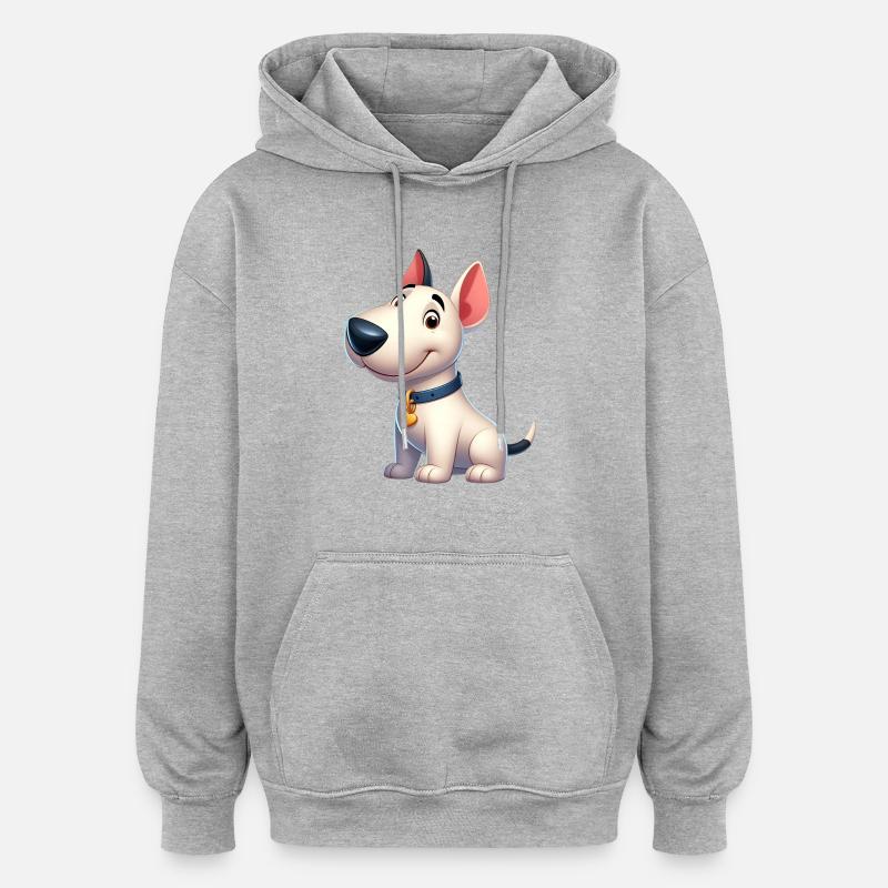 bull terrier - Sweat à capuche oversize unisexe - gris chiné