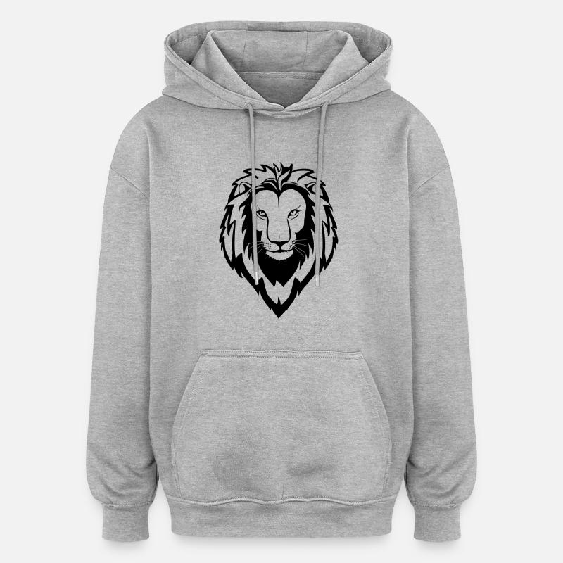 Löwe - Sweat à capuche oversize unisexe - gris chiné