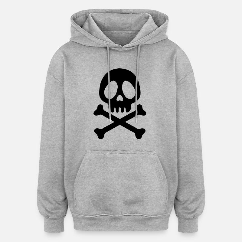 Pirate skull - Sweat à capuche oversize unisexe - gris chiné