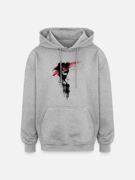 GrungeSkull - Oversized Unisex Hoodie - Grau meliert