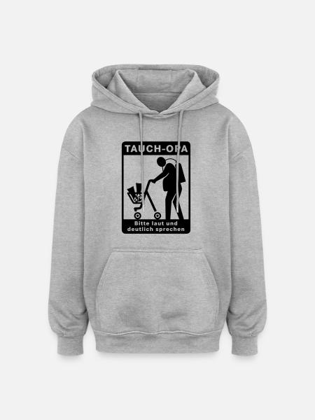 Tauch-Opa - Oversized Unisex Hoodie - Grau meliert