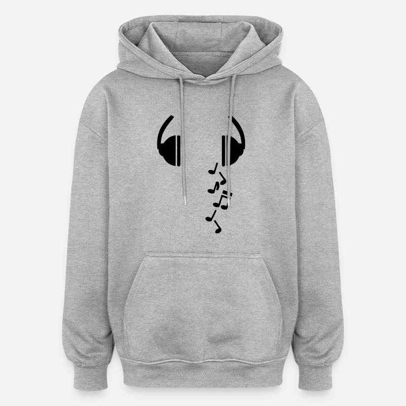 noten_kopfhoehrer - Sweat à capuche oversize unisexe - gris chiné