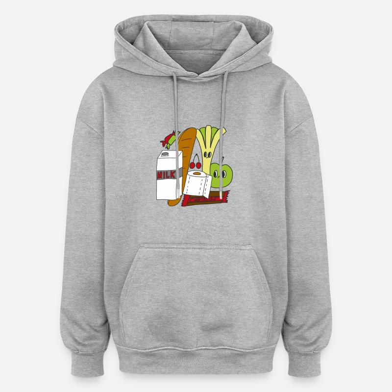 PANIER - Sweat à capuche oversize unisexe - gris chiné