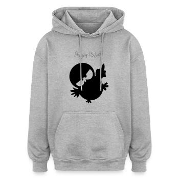 Eine Eule // Angry Bird - Oversized Unisex Hoodie - Grau meliert - Vorne - Noah (186cm)