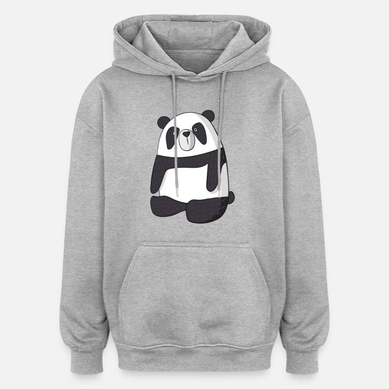 Panda - Sweat à capuche oversize unisexe - gris chiné