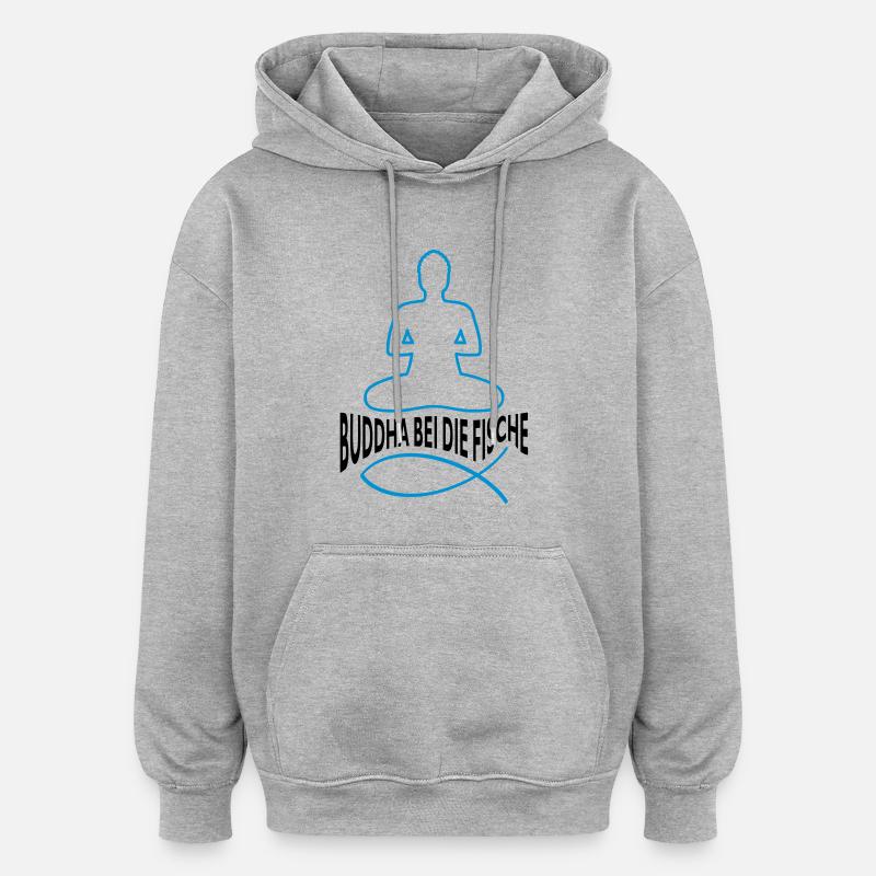 BOUDDHA DANS LE POISSON - Sweat à capuche oversize unisexe - gris chiné