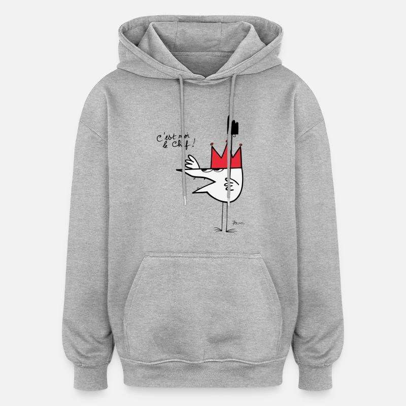 Chef Shadok - Sweat à capuche oversize unisexe - gris chiné