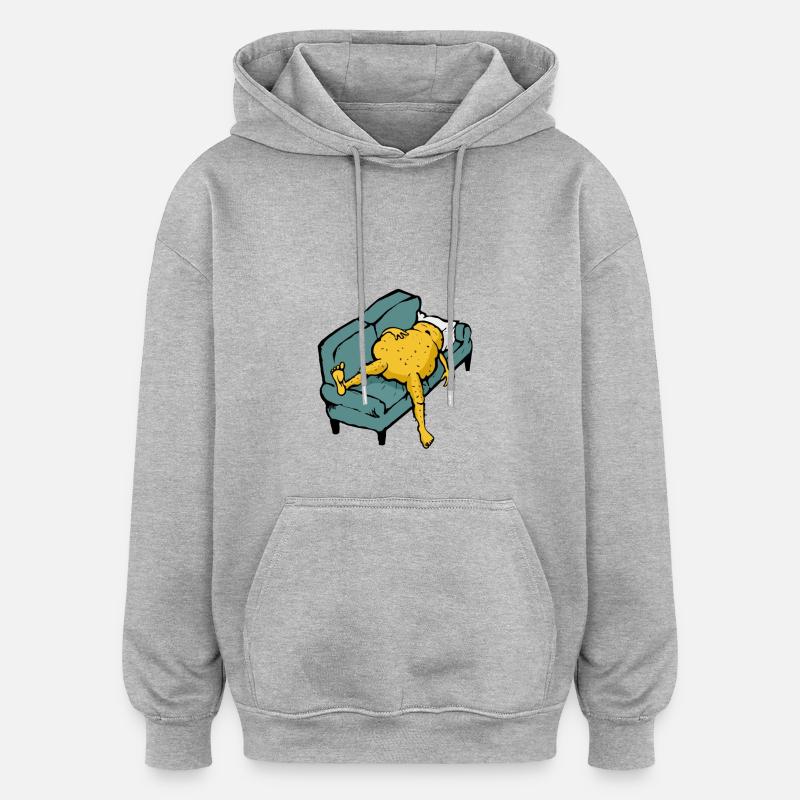 Lazy potato sleeping - Sweat à capuche oversize unisexe - gris chiné