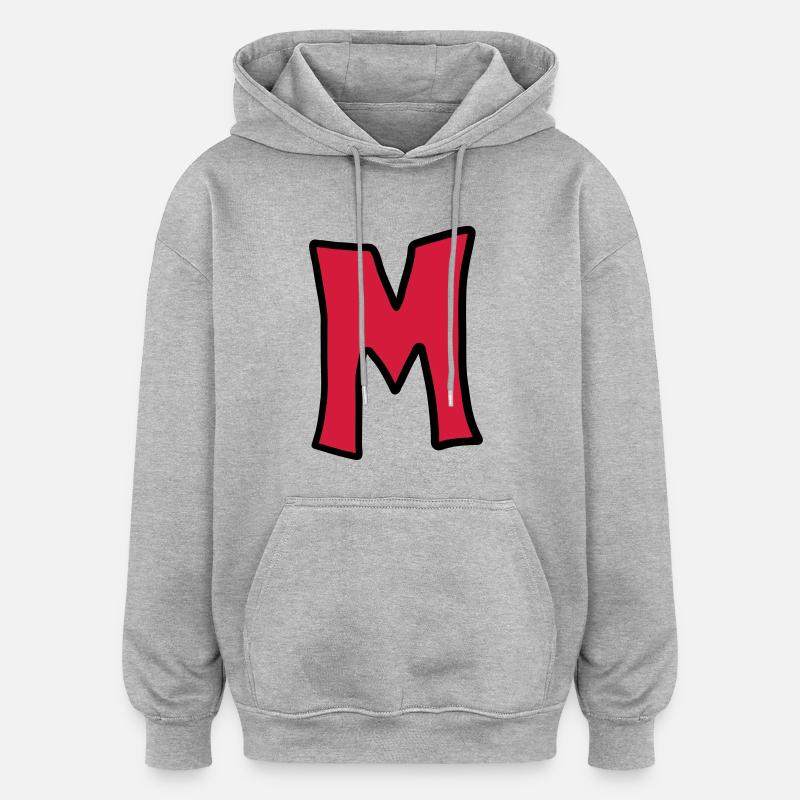 Buchstabe M Comic Cartoon - Oversized Unisex Hoodie - Grau meliert