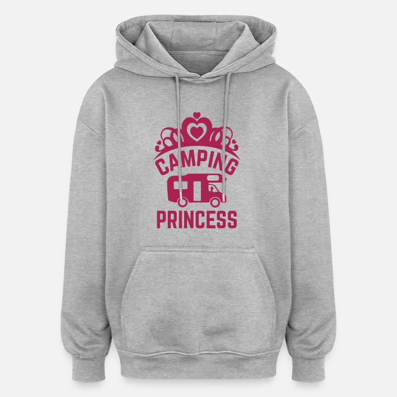Camping Princess - Sweat à capuche oversize unisexe - gris chiné
