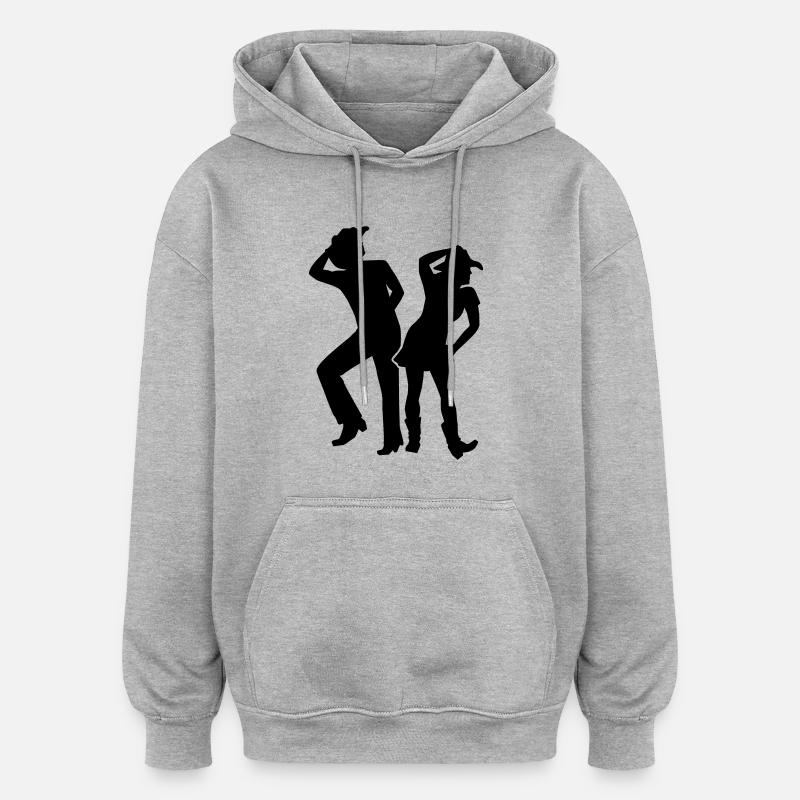 Line dance - Sweat à capuche oversize unisexe - gris chiné