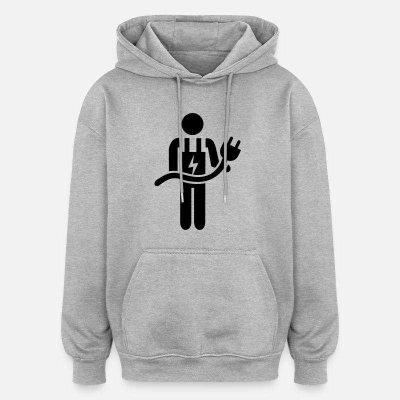 Électricien - Sweat à capuche oversize unisexe - gris chiné