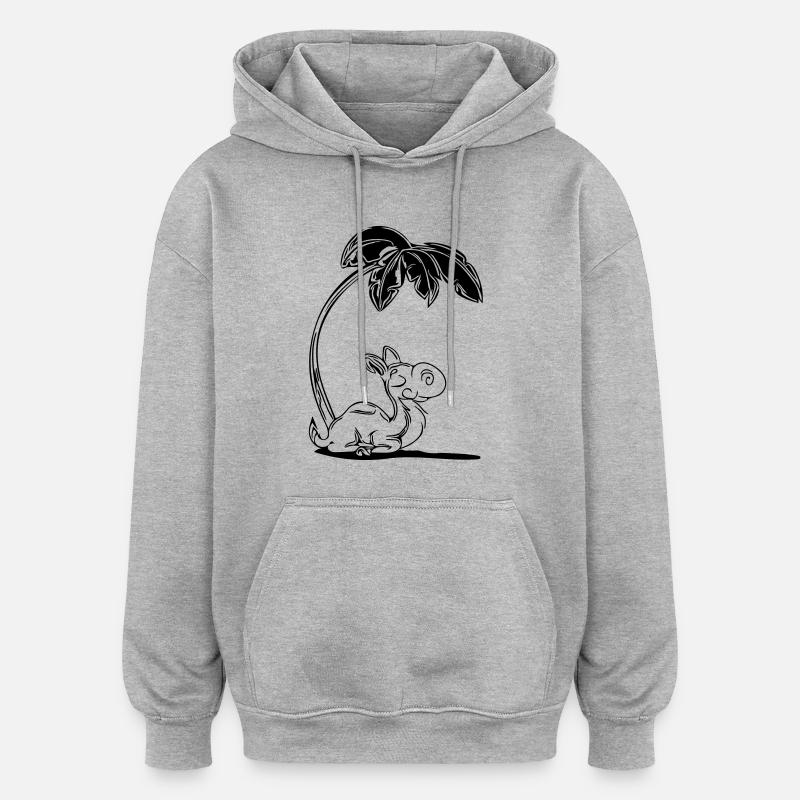 Doux chameau sous un palmier - Sweat à capuche oversize unisexe - gris chiné