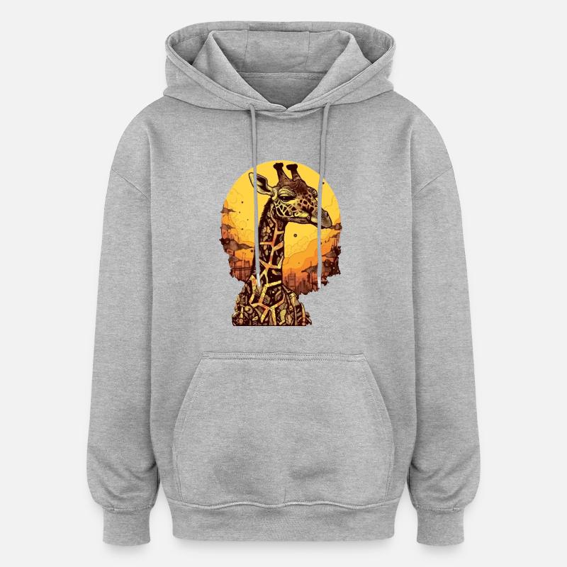 Doudou la girafe - Sweat à capuche oversize unisexe - gris chiné