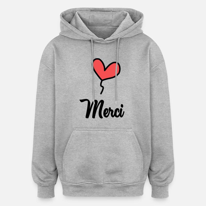 MERCI. MAÎTRESSE. MAÎTRE - Sweat à capuche oversize unisexe - gris chiné