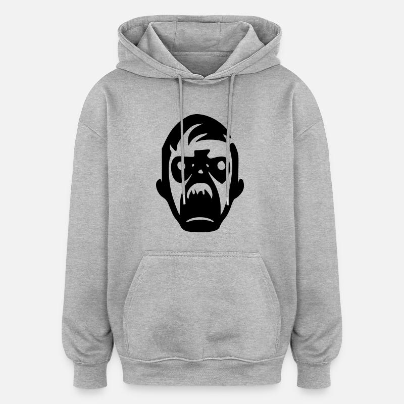 Monstre zombie - Sweat à capuche oversize unisexe - gris chiné