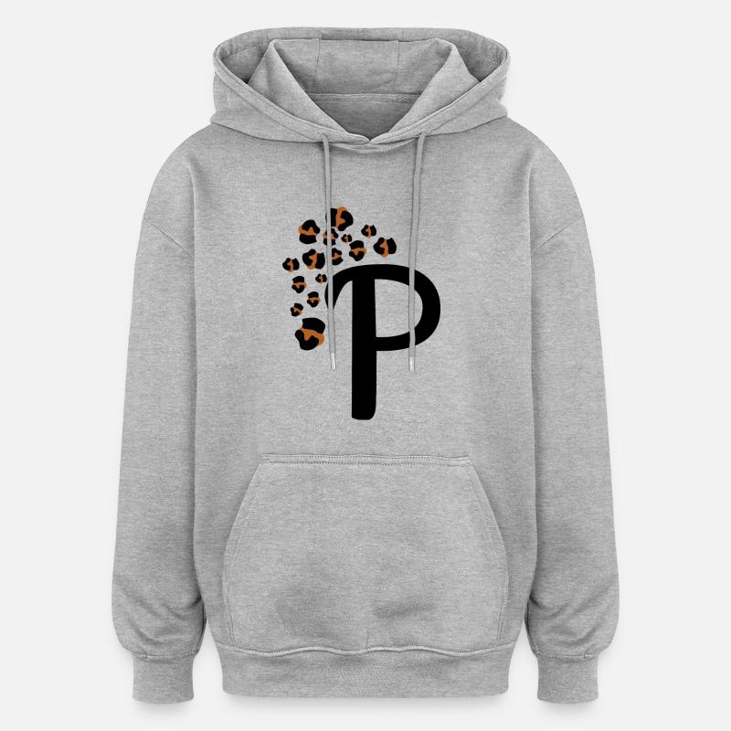 Letter p leopard patterns - Oversized Unisex Hoodie - heather grey