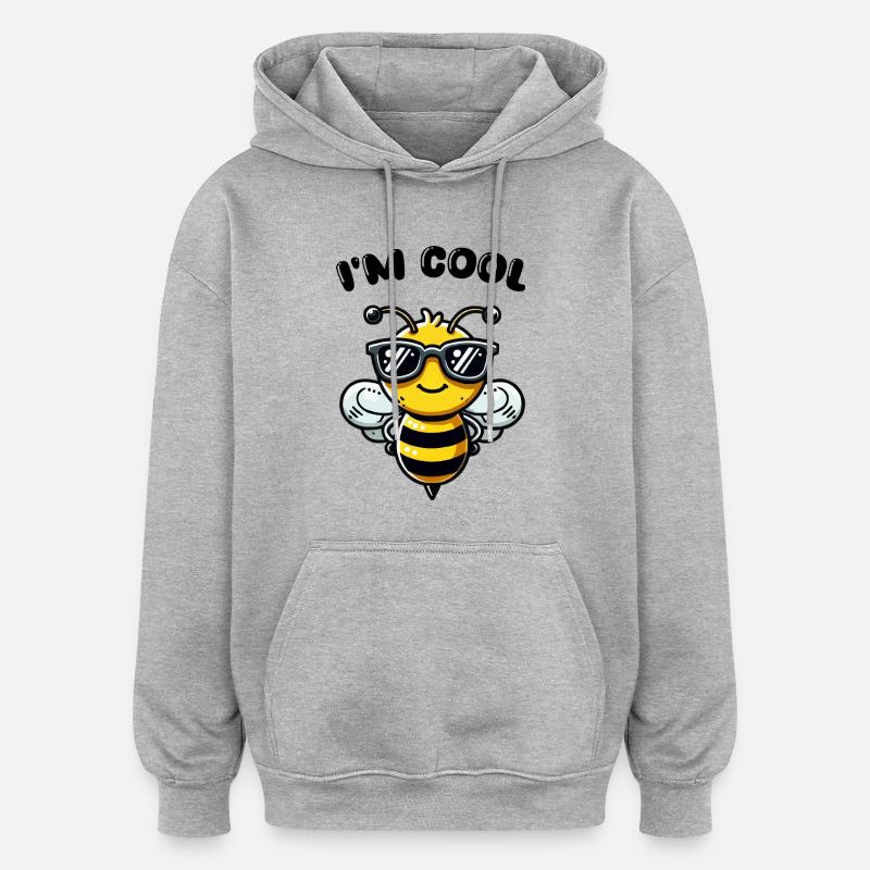 biene comic sonnenbrille - Oversized Unisex Hoodie - Grau meliert