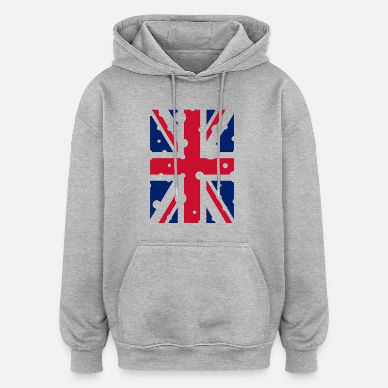 Drapeau Anglais - Sweat à capuche oversize unisexe - gris chiné