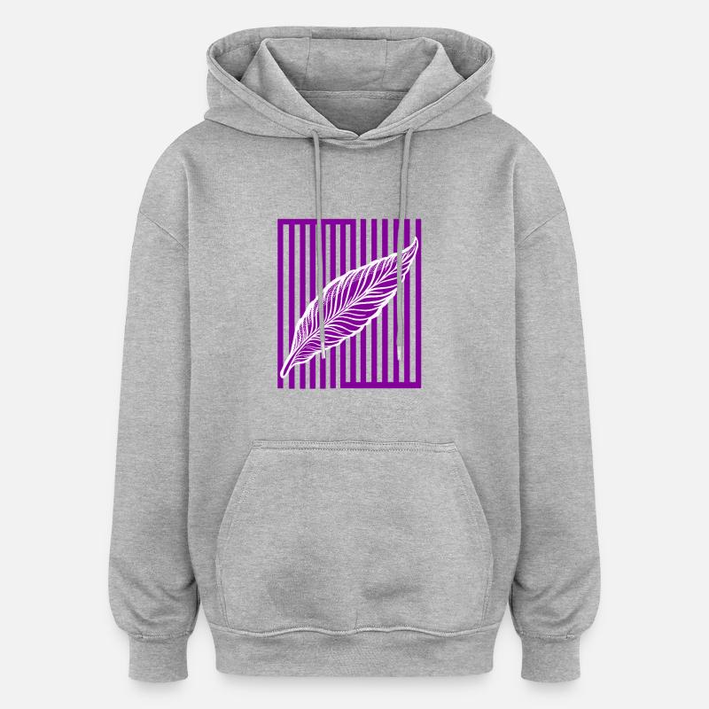Plume sur barre verticale - Sweat à capuche oversize unisexe - gris chiné