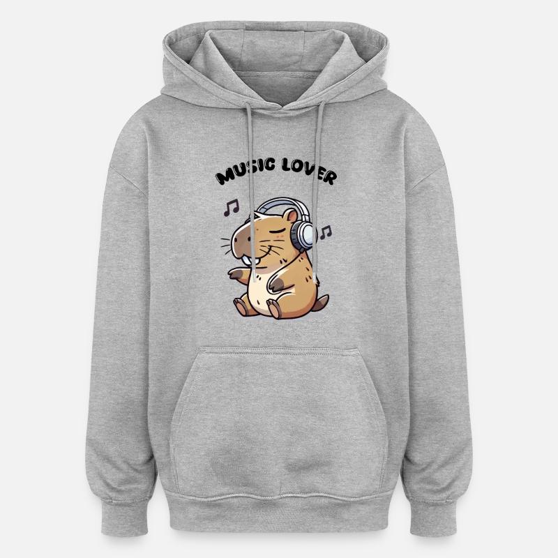 Musique Capybara - Sweat à capuche oversize unisexe - gris chiné