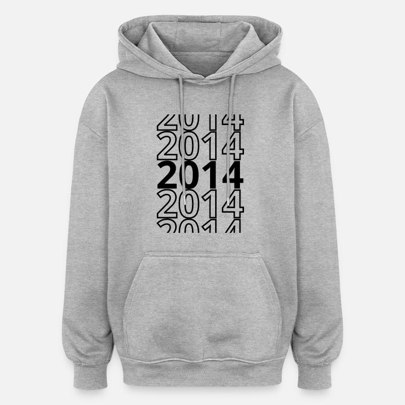 2014 2014 2014 - Sweat à capuche oversize unisexe - gris chiné