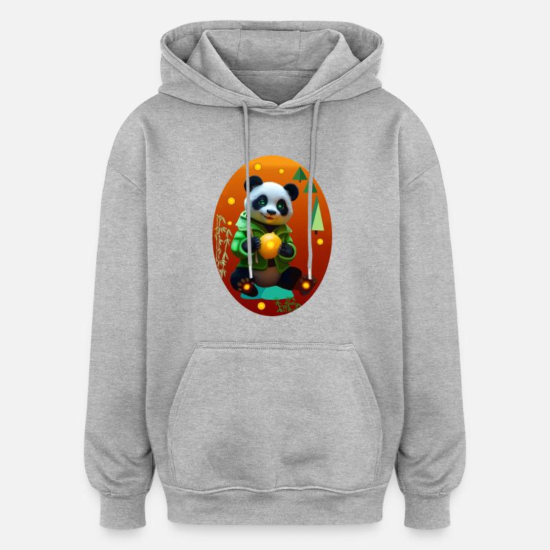 Cyber Lemon Bambou Panda - Sweat à capuche oversize unisexe - gris chiné