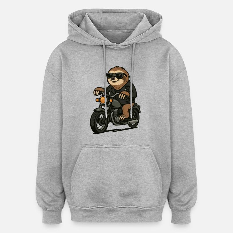 faultier motorrad - Oversized Unisex Hoodie - Grau meliert