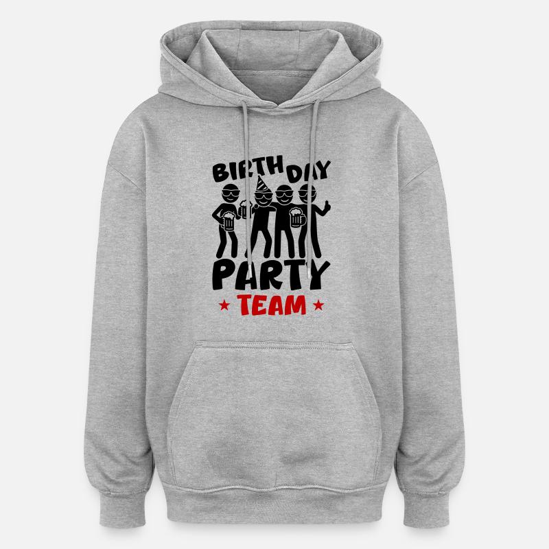 Équipe de fête d’anniversaire - Sweat à capuche oversize unisexe - gris chiné