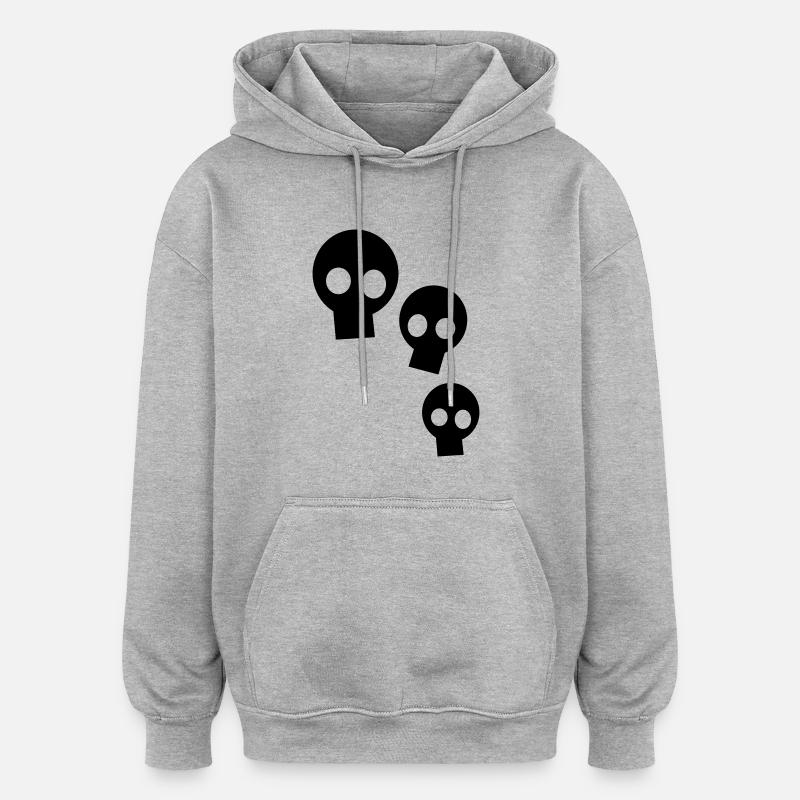 Three Skulls - Oversized Unisex Hoodie - Grau meliert