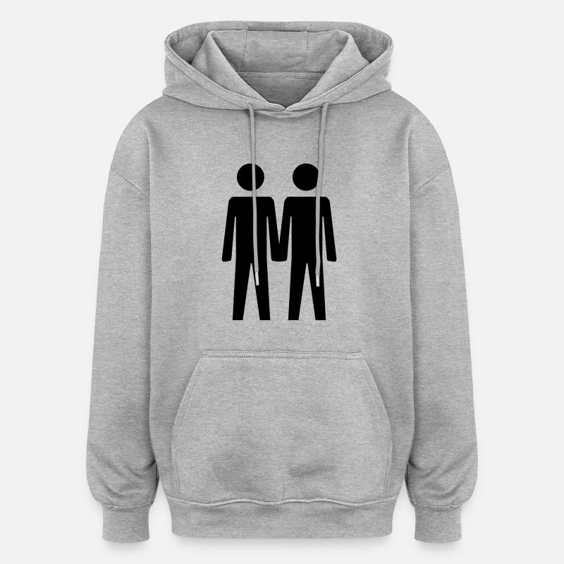 Deux gars - Sweat à capuche oversize unisexe - gris chiné