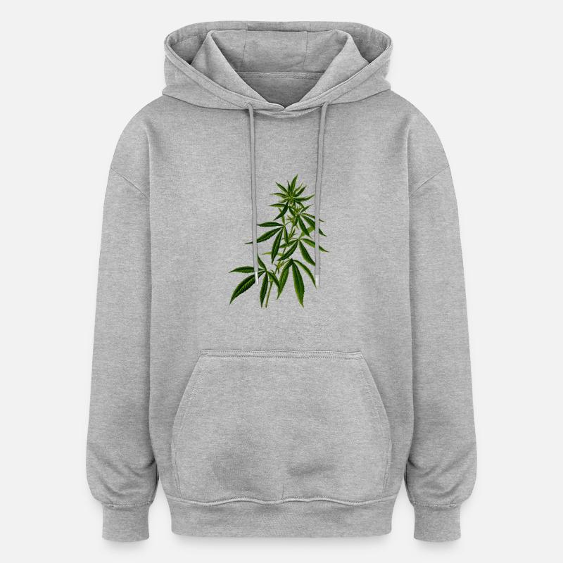marijuana plante cannabis Weed - Sweat à capuche oversize unisexe - gris chiné
