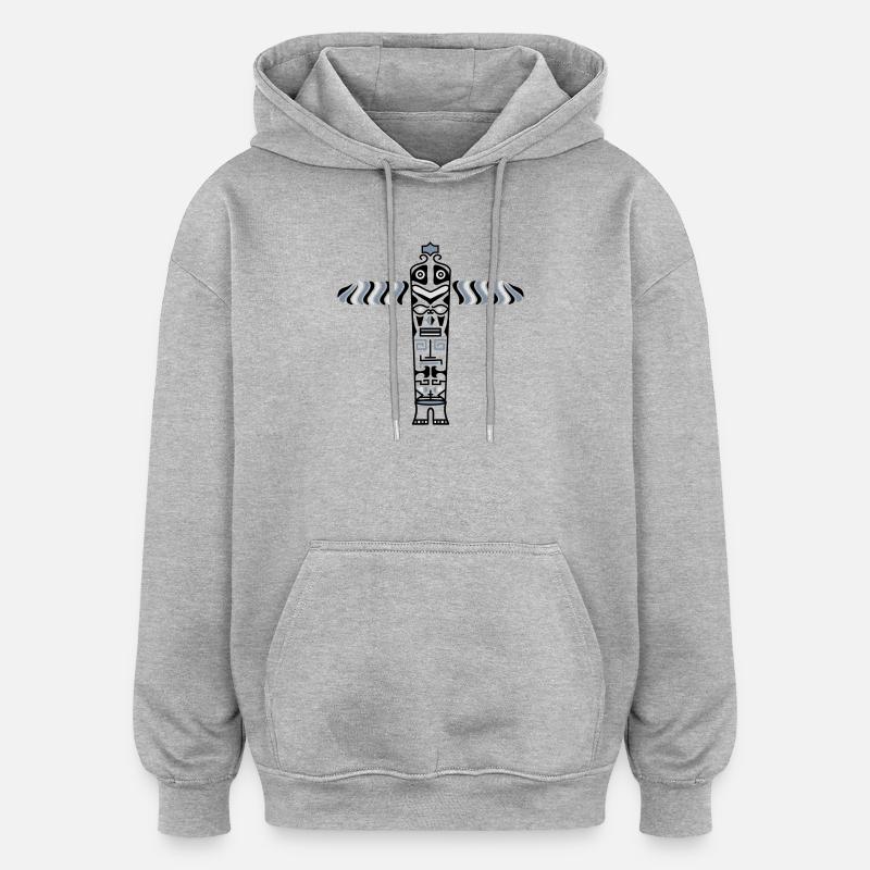 le totem - Sweat à capuche oversize unisexe - gris chiné