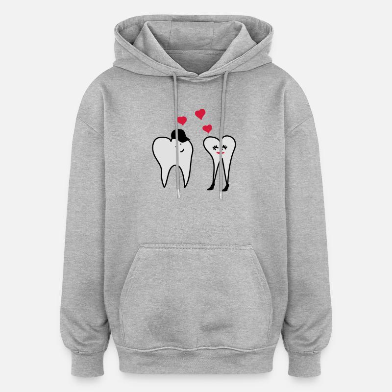 Dents de l'amour - Sweat à capuche oversize unisexe - gris chiné