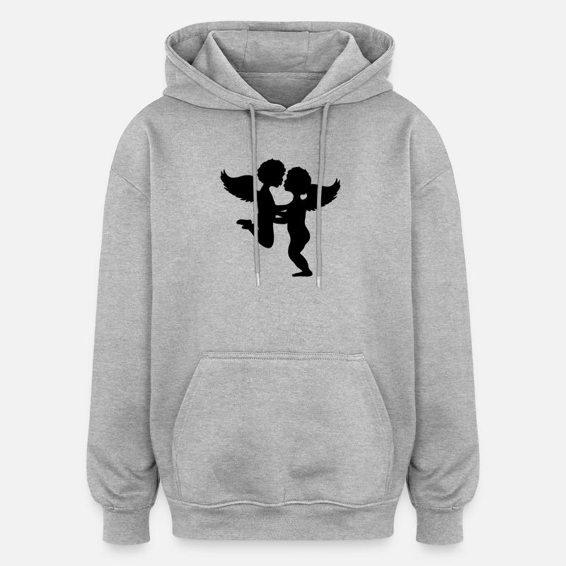 Deux anges baiser - Sweat à capuche oversize unisexe - gris chiné