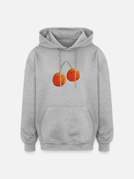 Funny fruits - cherry - cherries - fruits - Oversized Unisex Hoodie - heather grey