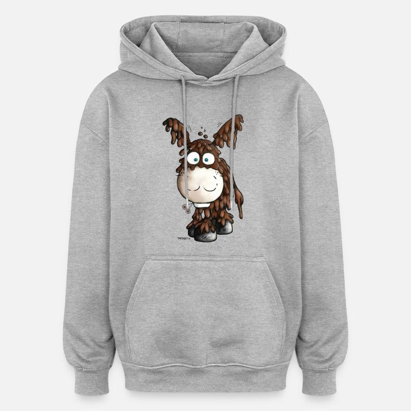 Drolliger Poitou Esel - Eselchen - Oversized Unisex Hoodie - Grau meliert