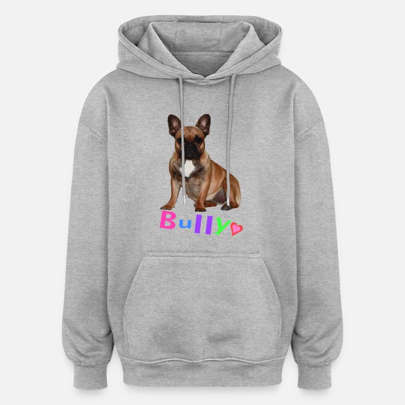 Français Bouledogue - Sweat à capuche oversize unisexe - gris chiné