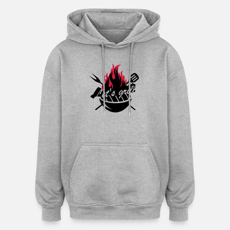 Grill mit Grillbesteck - Oversized Unisex Hoodie - Grau meliert