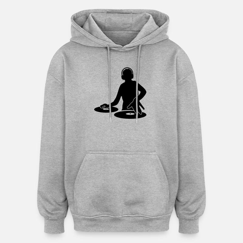 DJ - Sweat à capuche oversize unisexe - gris chiné